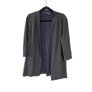 Eileen Fisher Viscose open front 3/4 sleeve long blazer jacket size M